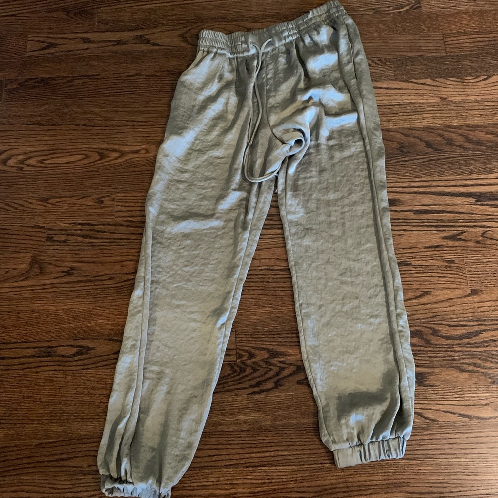 Zara green satin joggers  size s